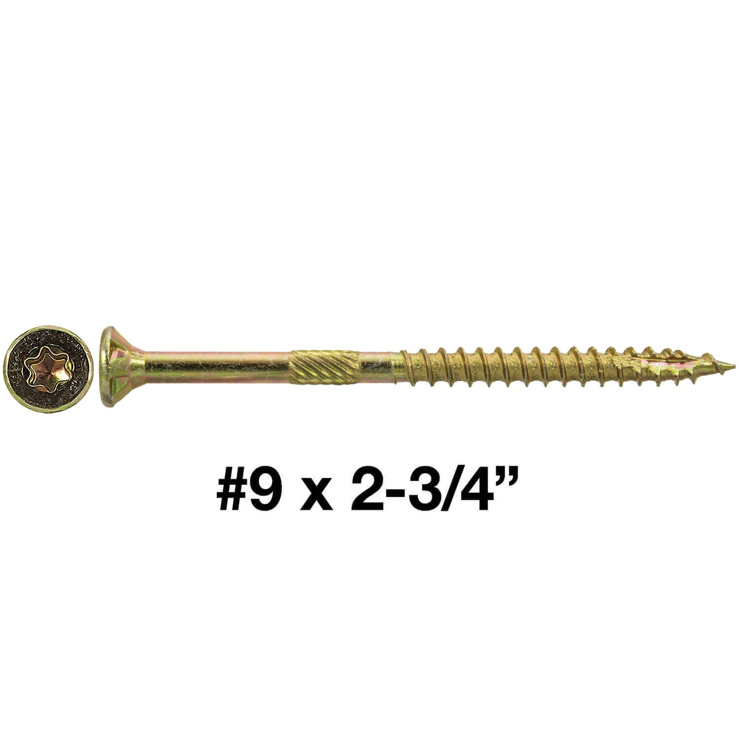 #9 Yellow Zinc Coated General Purpose Wood Screws. Torx/Star Drive Head - Multipurpose Torx/Star Drive Wood Screws