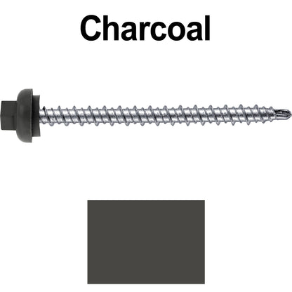 10 X 2-1/2" Zinc Aluminum Cap MINI-DRILLER Roofing Screws HI-LO THREAD Zinc Plated Carbon Steel Shank - EPDM Washer - Colored head
