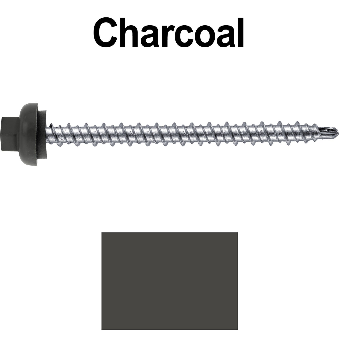 10 X 2-1/2" Zinc Aluminum Cap MINI-DRILLER Roofing Screws HI-LO THREAD Zinc Plated Carbon Steel Shank - EPDM Washer - Colored head