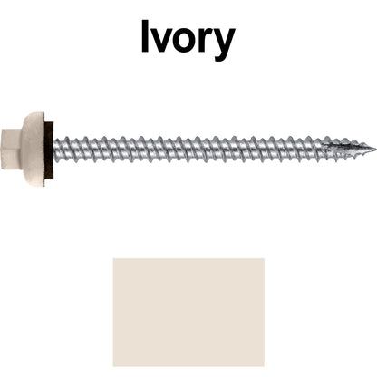 10 X 2-1/2" HI-LO Zinc Aluminum Cap Metal Roofing Screws - Hex Washer Head - Self starting/self tapping - EPDM washer. Colored head.