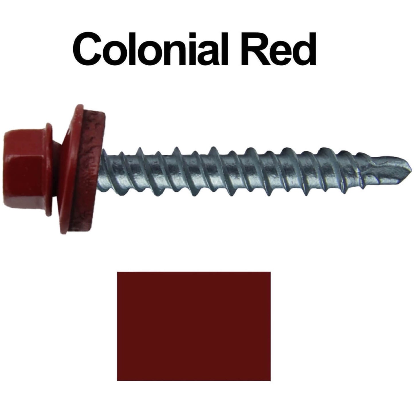 #10 x 1-1/2" Mini Driller Sheet Metal Roofing Screw - Hex Washer Head -  Self starting metal to wood siding screws. EPDM washer. Colored head.