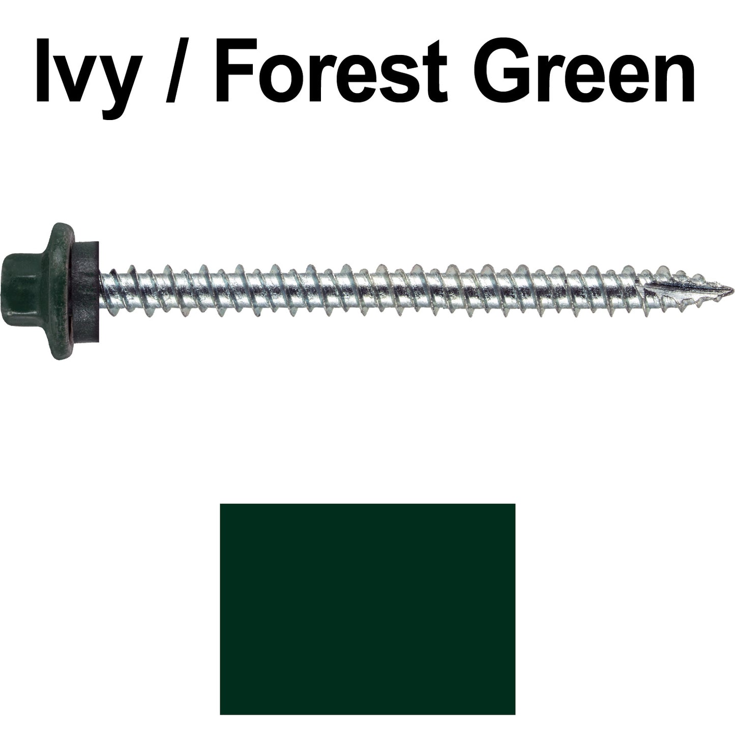 10 x 2-1/2” - STAINLESS HEX / ZINC Sheet Metal Roof Screw. Self starting metal to wood siding screws. EPDM washer. Colored head.