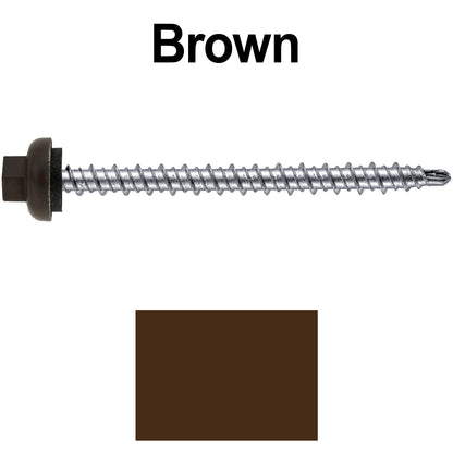 10 X 2-1/2" Zinc Aluminum Cap MINI-DRILLER Roofing Screws HI-LO THREAD Zinc Plated Carbon Steel Shank - EPDM Washer - Colored head