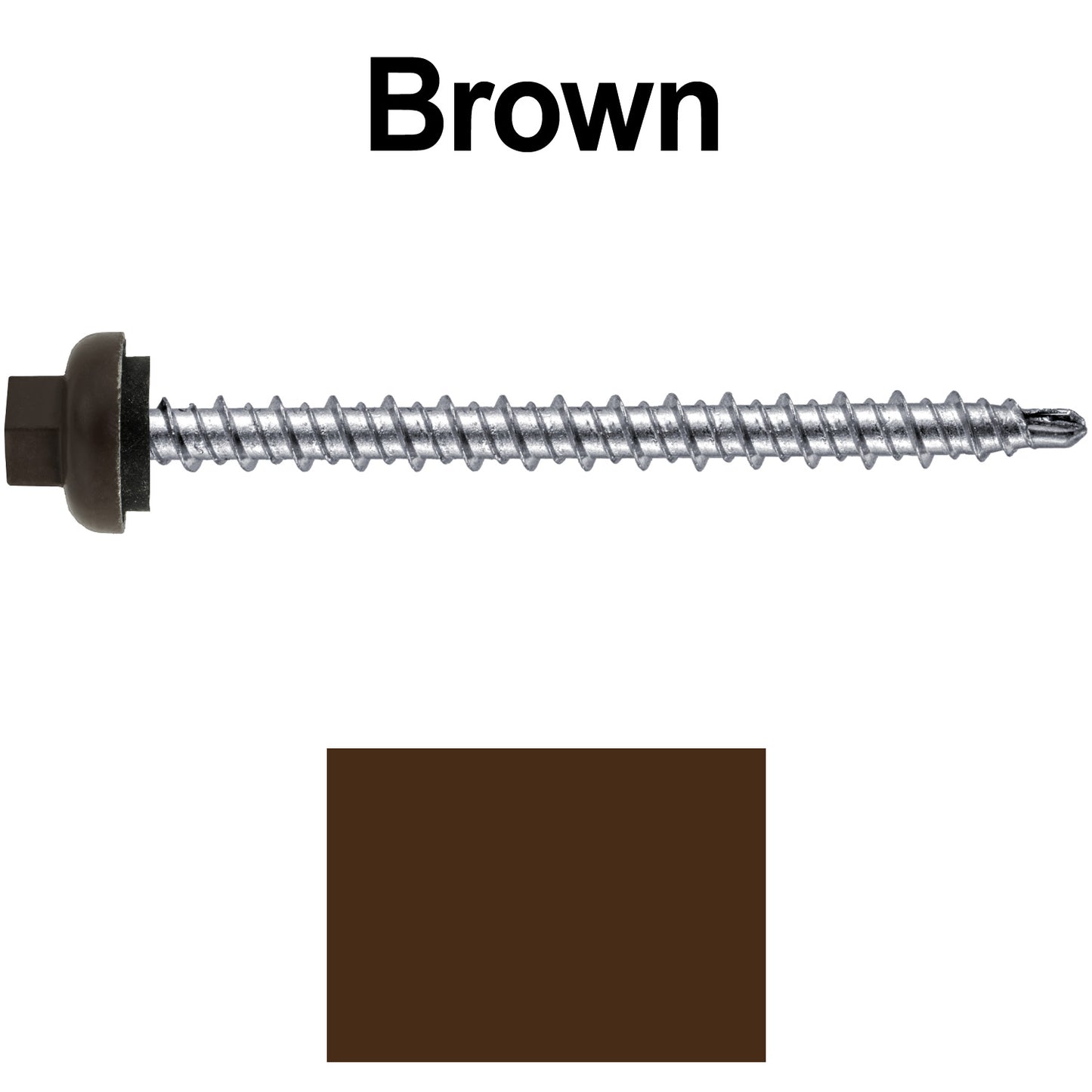 10 X 2-1/2" Zinc Aluminum Cap MINI-DRILLER Roofing Screws HI-LO THREAD Zinc Plated Carbon Steel Shank - EPDM Washer - Colored head