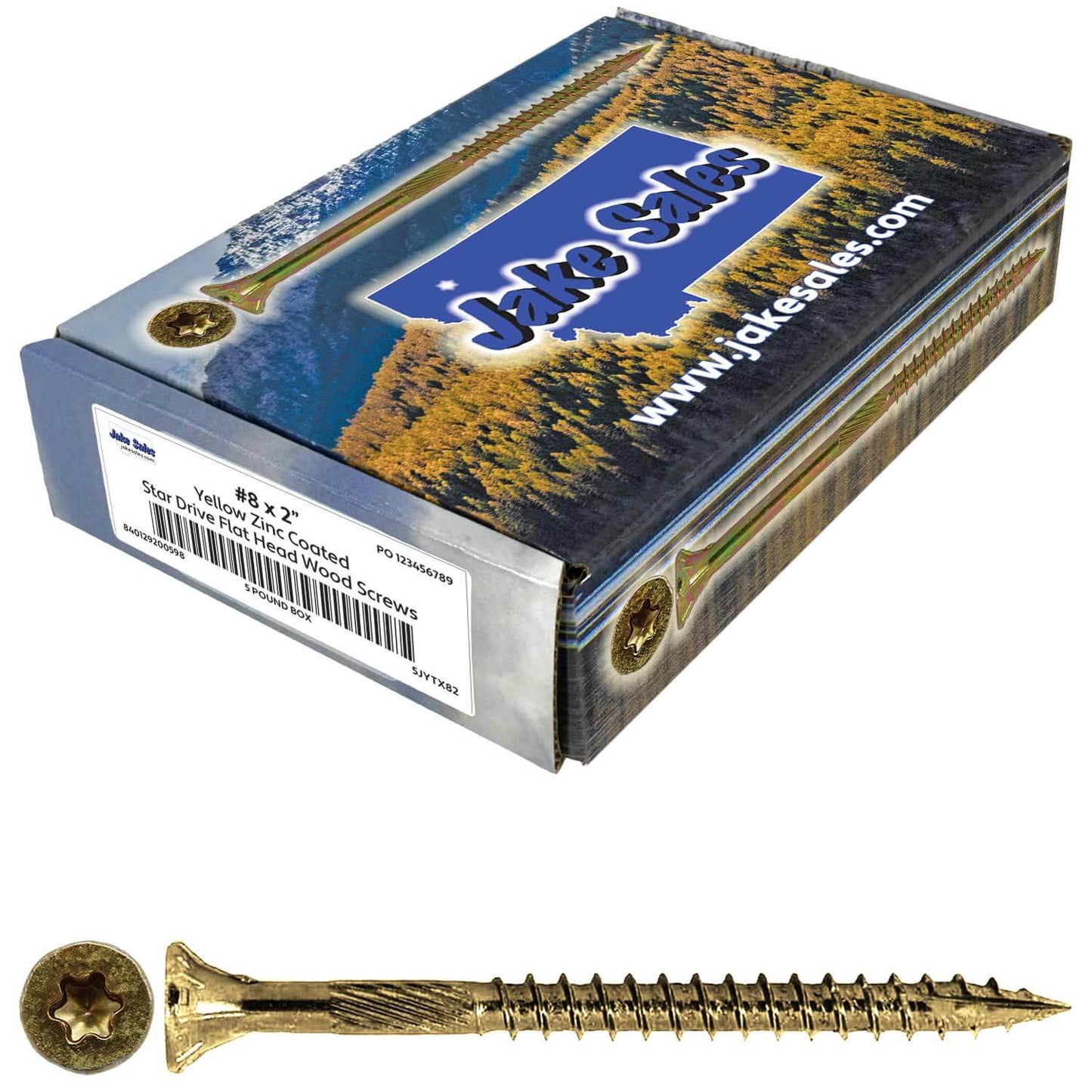 #8 Yellow Zinc Coated General Purpose Wood Screws. Torx/Star Drive Head - Multipurpose Torx/Star Drive Wood Screws