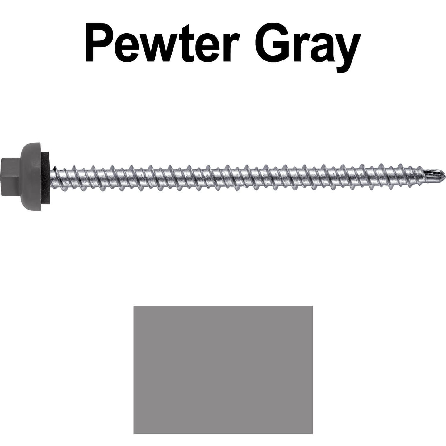10 X 3" Zinc Aluminum Cap MINI-DRILLER Roofing Screws HI-LO THREAD Zinc Plated Carbon Steel Shank - EPDM Washer - Colored head