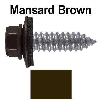 17 x 1"  Metal Roofing Screws - Metal Panel to Metal Purlins and Recovery Screws - Hex Washer Head - EPDM washer.
