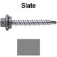 #10 x 1-1/2" Stainless Steel Mini Driller Sheet Metal Roofing Screw - Hex Washer Cap - Self starting metal to wood siding screws - EPDM washer. Colored head.