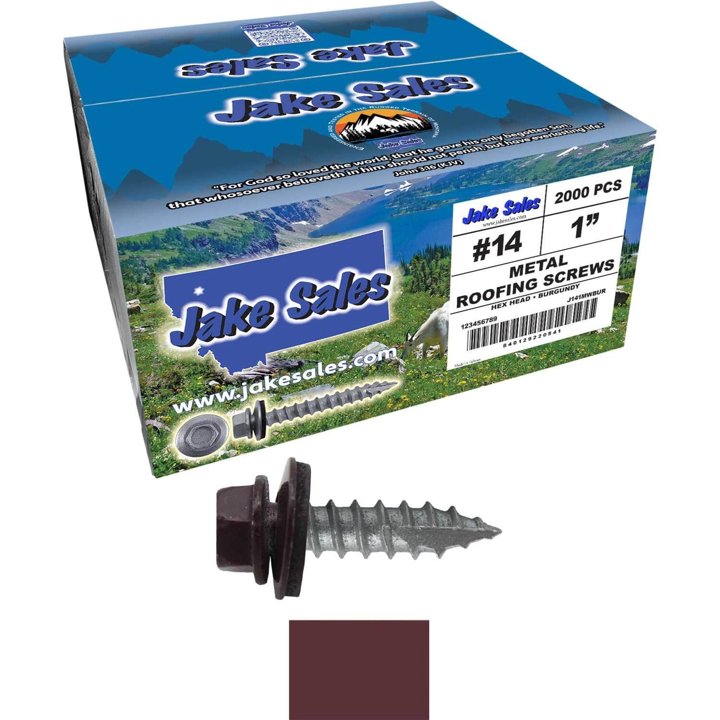 #14 x 1"  Metal ROOFING SCREWS - Hex Washer Head - Self starting/self tapping - EPDM washer. Colored head.