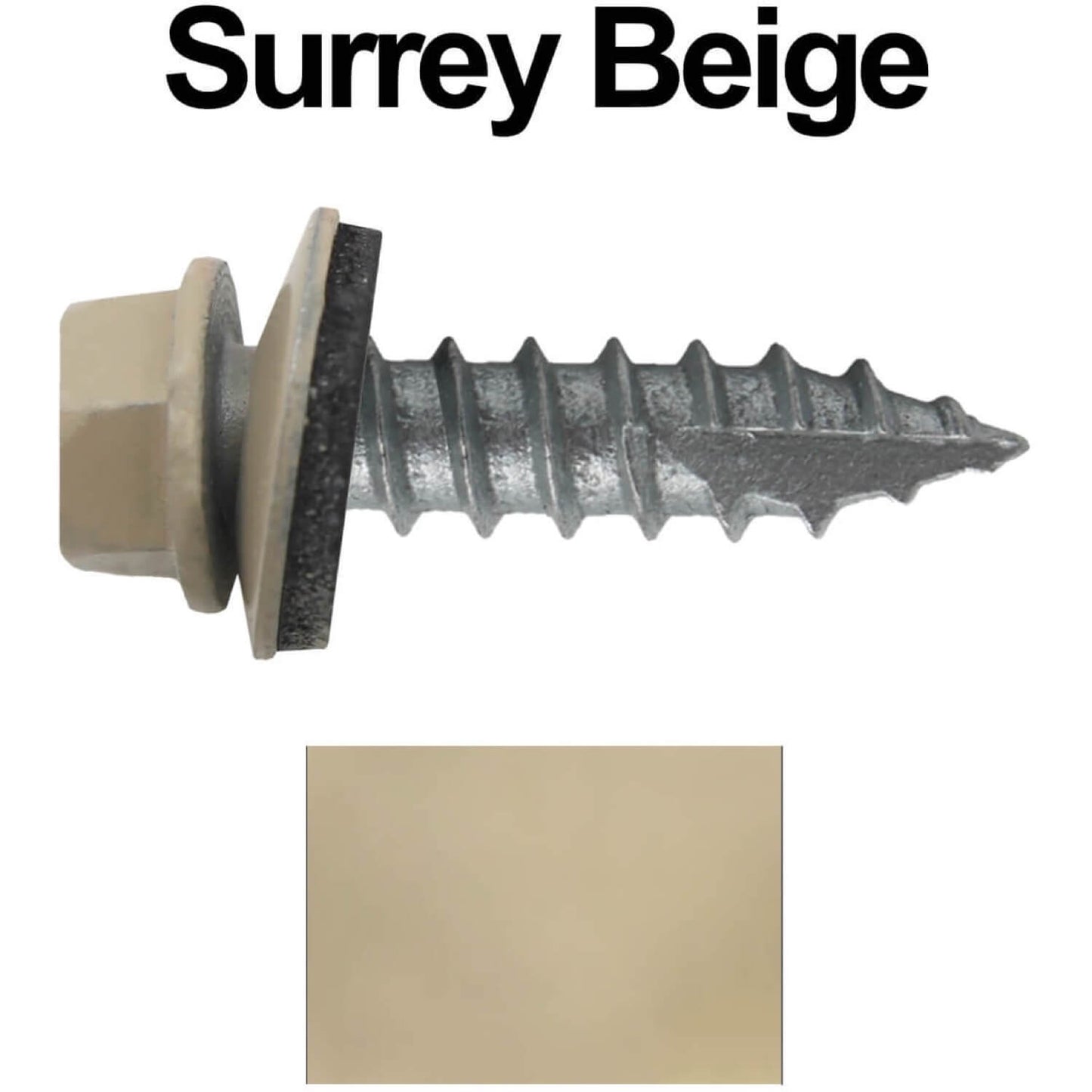 #14 x 1"  Metal ROOFING SCREWS - Hex Washer Head - Self starting/self tapping - EPDM washer. Colored head.