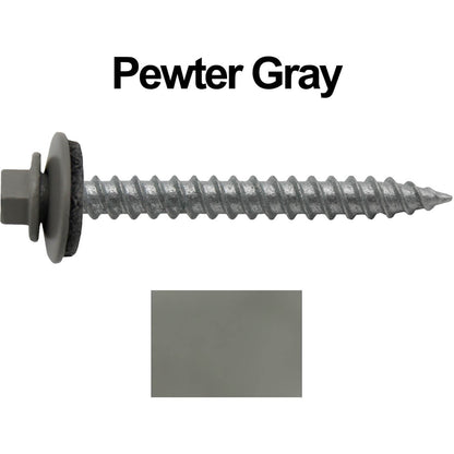 #12 x 2" RE-GRIP METAL ROOFING SCREWS - Hex Washer Head - Self starting/self tapping - EPDM washer. Colored head.