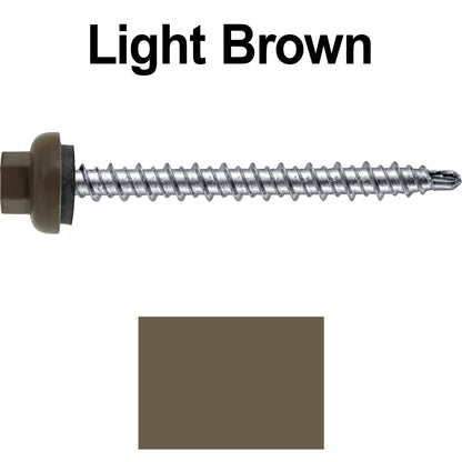 10 X 2” Zinc Aluminum Cap MINI-DRILLER Roofing Screws HI-LO THREAD Zinc Plated Carbon Steel Shank - EPDM Washer - Colored head