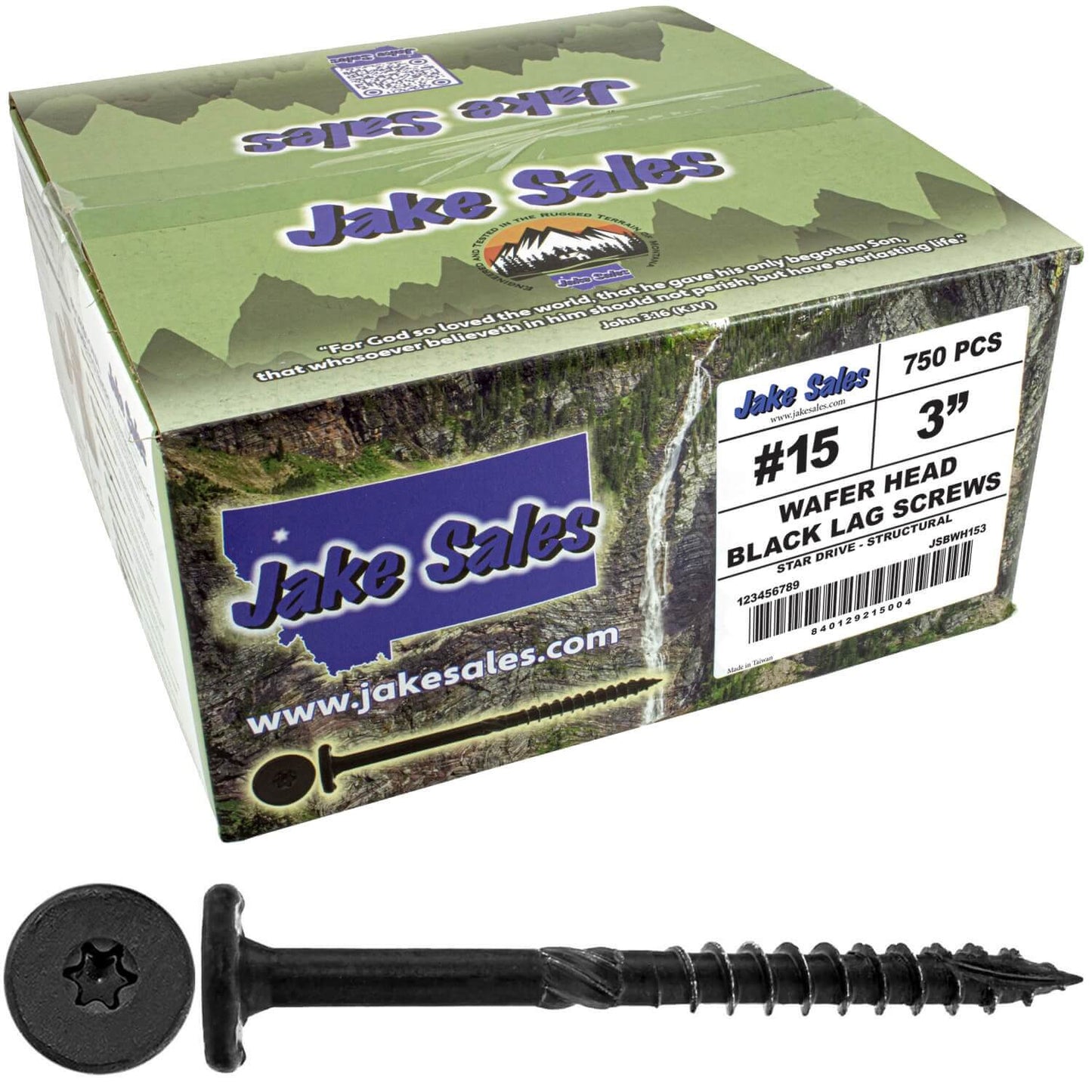 #15 Black Wafer Head Structural Lag Screws. Used for Log Construction, Timber Framing, Laminated Beams and Pole Barns Among Other Uses. T-30 Torx/Star Drive