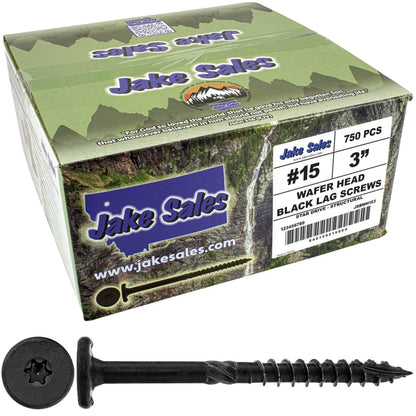 #15 Black Wafer Head Structural Lag Screws. Used for Log Construction, Timber Framing, Laminated Beams and Pole Barns Among Other Uses. T-30 Torx/Star Drive