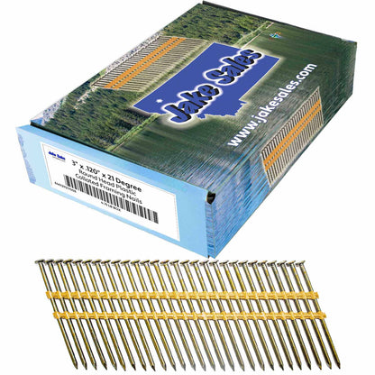 21 Degree Collated Nails - Vinyl coated framing nails in Smooth Shank and Ring Shank Galvanized.