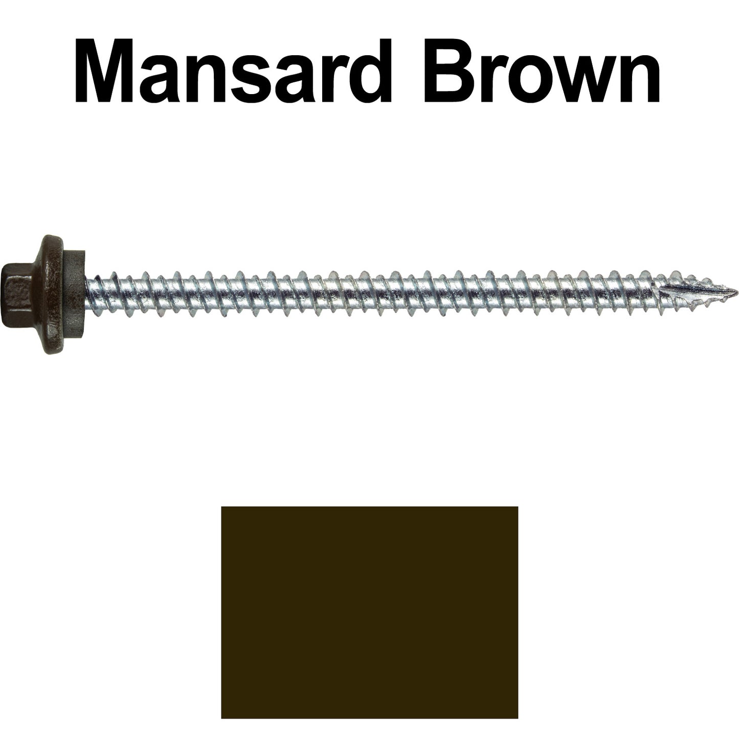 10 x 3” - STAINLESS HEX / ZINC Sheet Metal Roof Screw. Self starting metal to wood siding screws. EPDM washer. Colored head.