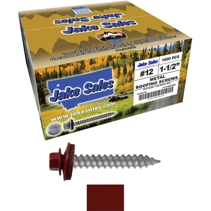 #12 x 1-1/2"  RE-GRIP METAL ROOFING SCREWS - Hex Washer Head - Self starting/self tapping - EPDM washer. Colored head.