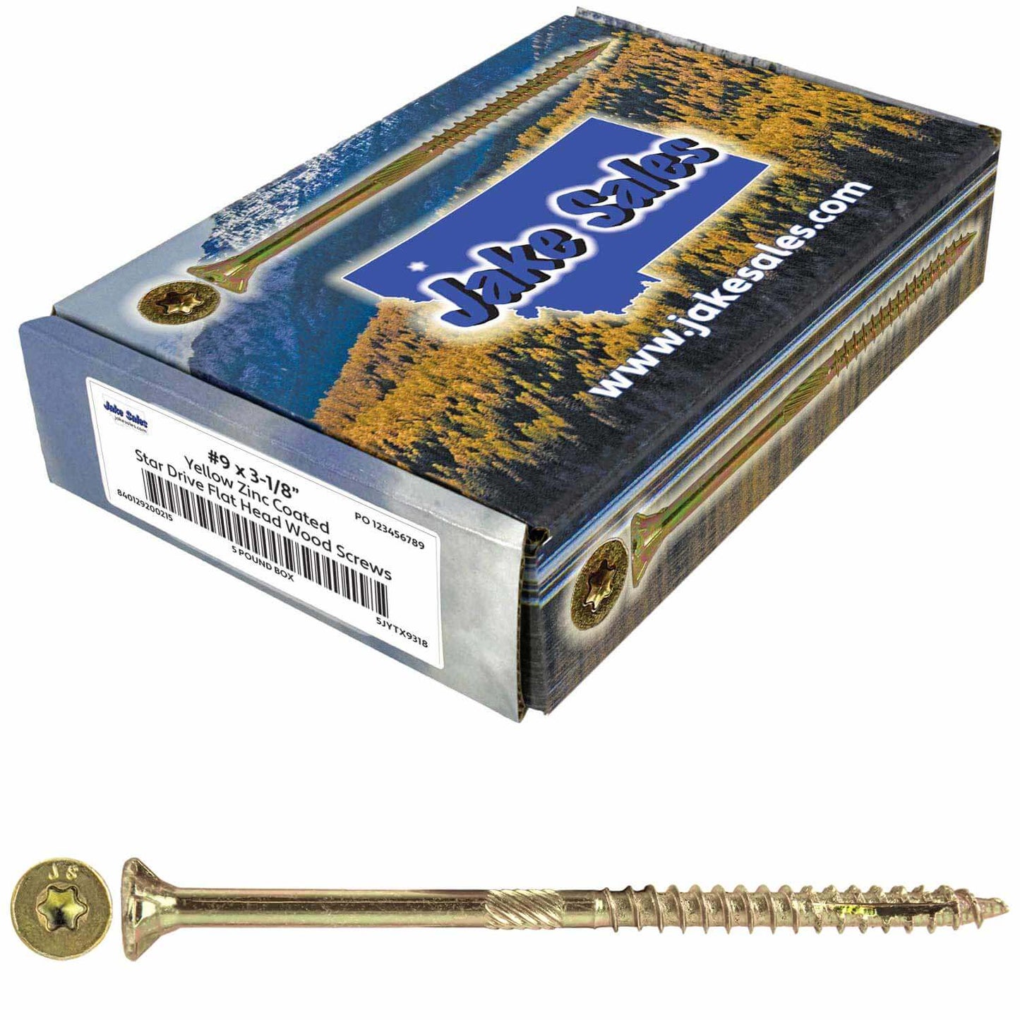 #9 Gold Star/Torx Drive Zinc Coated T-25 Flat Head Wood Screws
