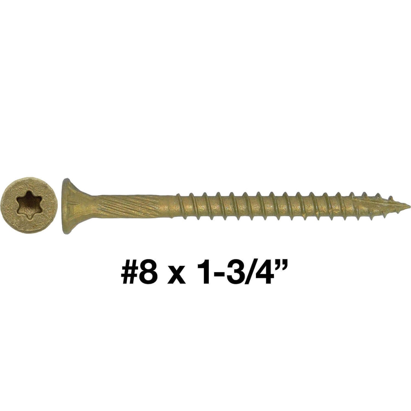 #8 x 3/4" - 2" Bronze Exterior Coated Wood Screw Torx/Star Drive Head - Multipurpose Exterior Coated Torx/Star Drive Wood Screws