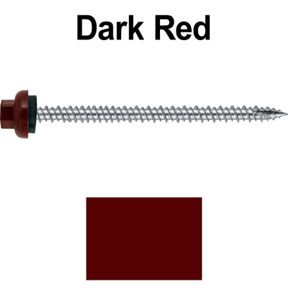 10 X 3“ HI-LO Zinc Aluminum Cap Metal Roofing Screws - Hex Washer Head - Self starting/self tapping - EPDM washer. Colored head.