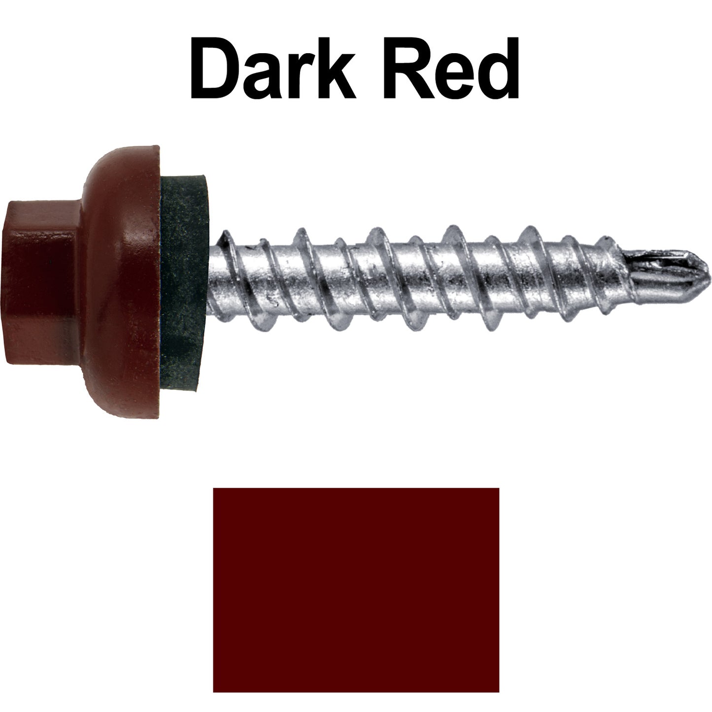 10 X 1" Zinc Aluminum Cap MINI-DRILLER Roofing Screws HI-LO THREAD Zinc Plated Carbon Steel Shank - EPDM Washer - Colored head