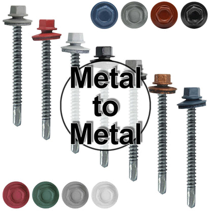 #12 X 3" Metal to Metal Type #3 Roofing Screws - Hex Washer Head - Self starting/self tapping - 5/8" EPDM washer. Colored head.