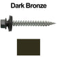 #9 x 1-1/2" Stainless Steel Metal Roofing Screws - Hex Washer Head - Self-Piercing (SP) tip metal to wood siding screws. EPDM washer. Colored head.