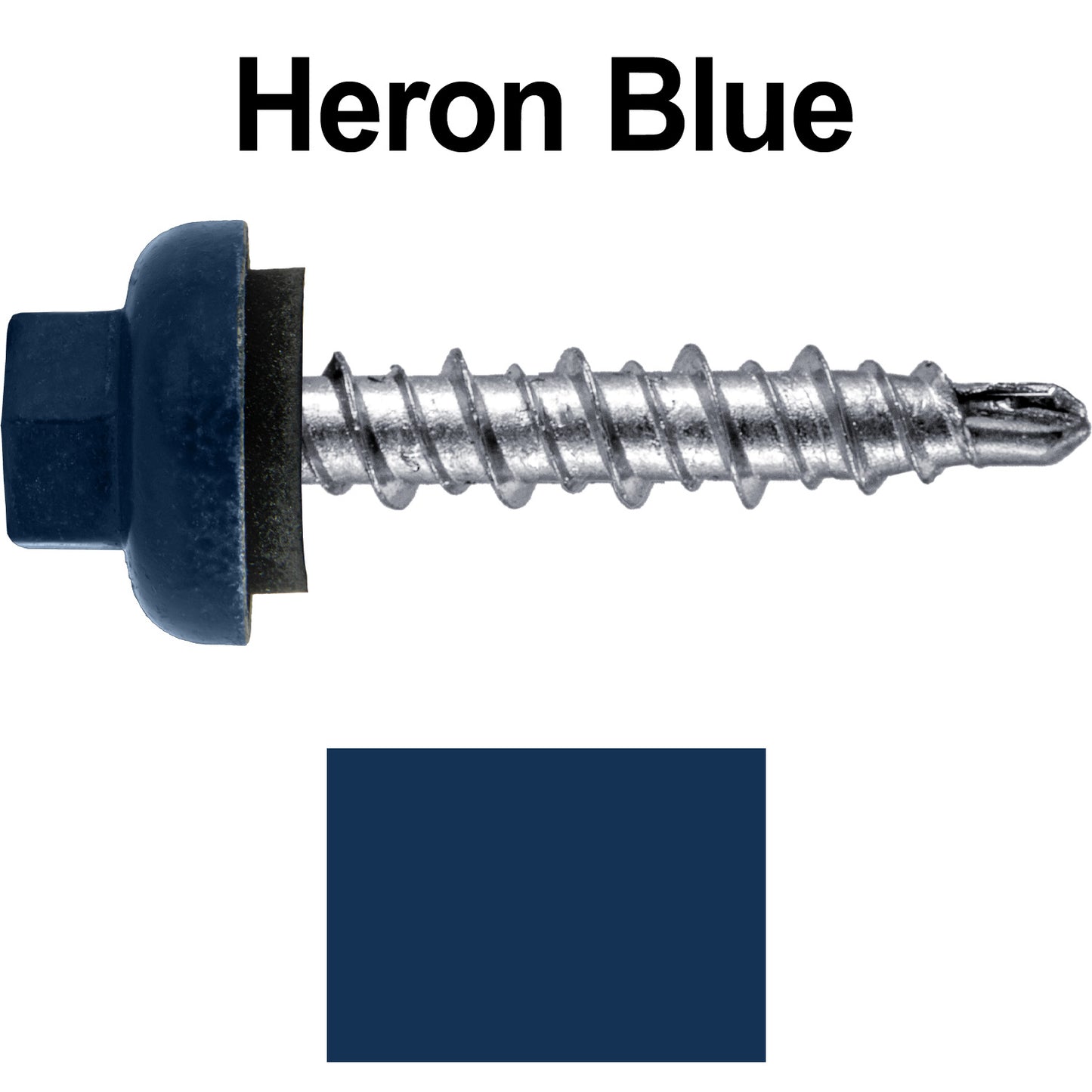 10 X 1" Zinc Aluminum Cap MINI-DRILLER Roofing Screws HI-LO THREAD Zinc Plated Carbon Steel Shank - EPDM Washer - Colored head