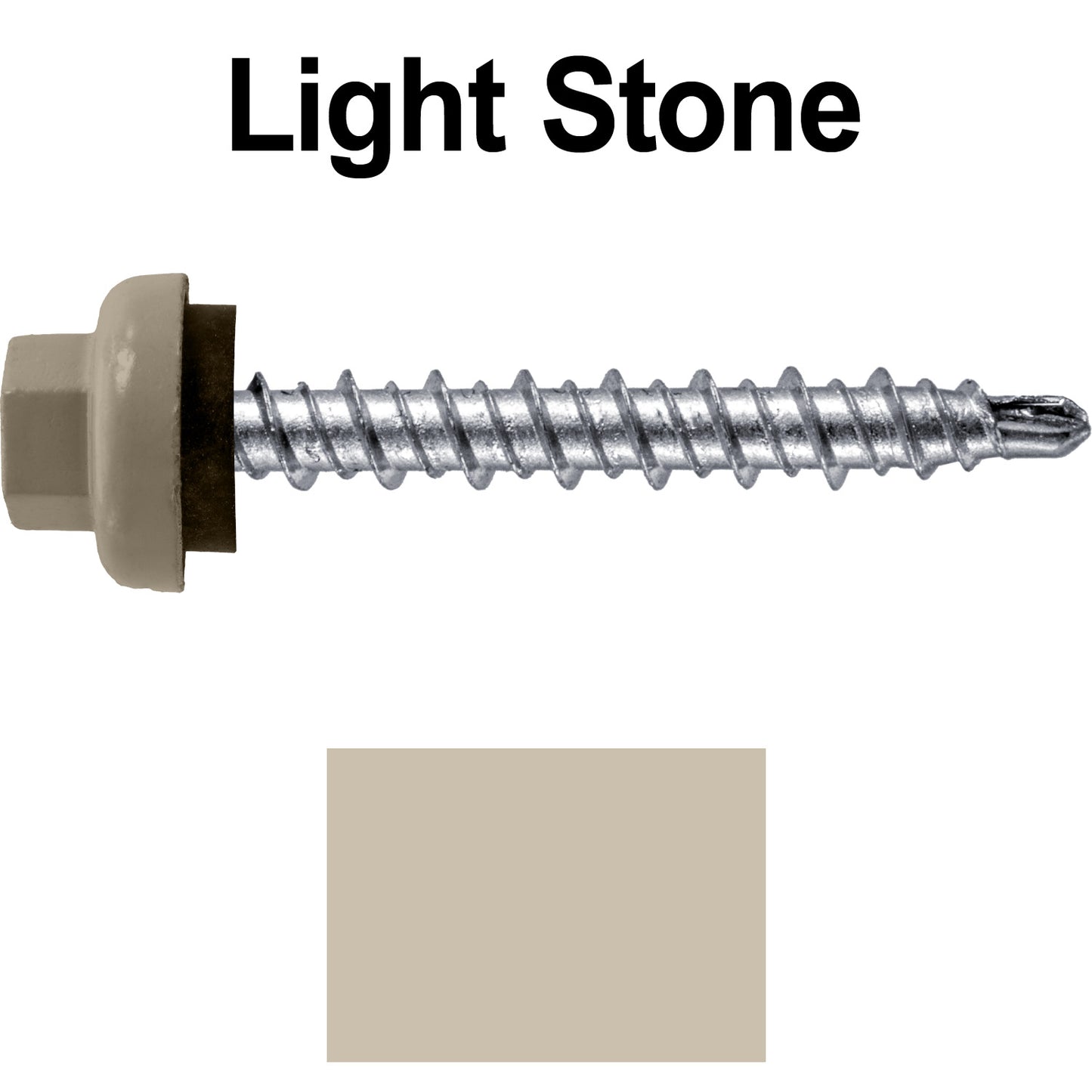 10 X 1-1/2” Zinc Aluminum Cap MINI-DRILLER Roofing Screws HI-LO THREAD Zinc Plated Carbon Steel Shank - EPDM Washer - Colored head