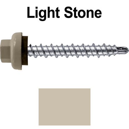 10 X 1-1/2” Zinc Aluminum Cap MINI-DRILLER Roofing Screws HI-LO THREAD Zinc Plated Carbon Steel Shank - EPDM Washer - Colored head