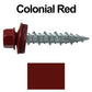 #10 x 1" Metal ROOFING SCREWS - Hex Washer Head - Self starting/self tapping - EPDM washer. Colored head.