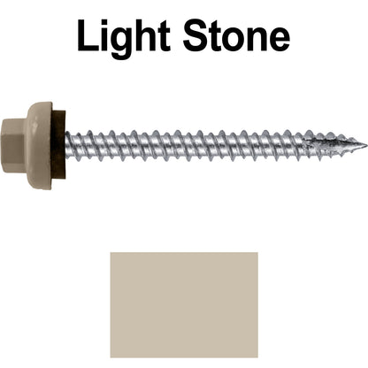 10 X 2“ HI-LO Zinc Aluminum Cap Metal Roofing Screws - Hex Washer Head - Self starting/self tapping - EPDM washer. Colored head.