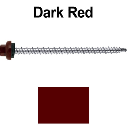 10 X 3" Zinc Aluminum Cap MINI-DRILLER Roofing Screws HI-LO THREAD Zinc Plated Carbon Steel Shank - EPDM Washer - Colored head