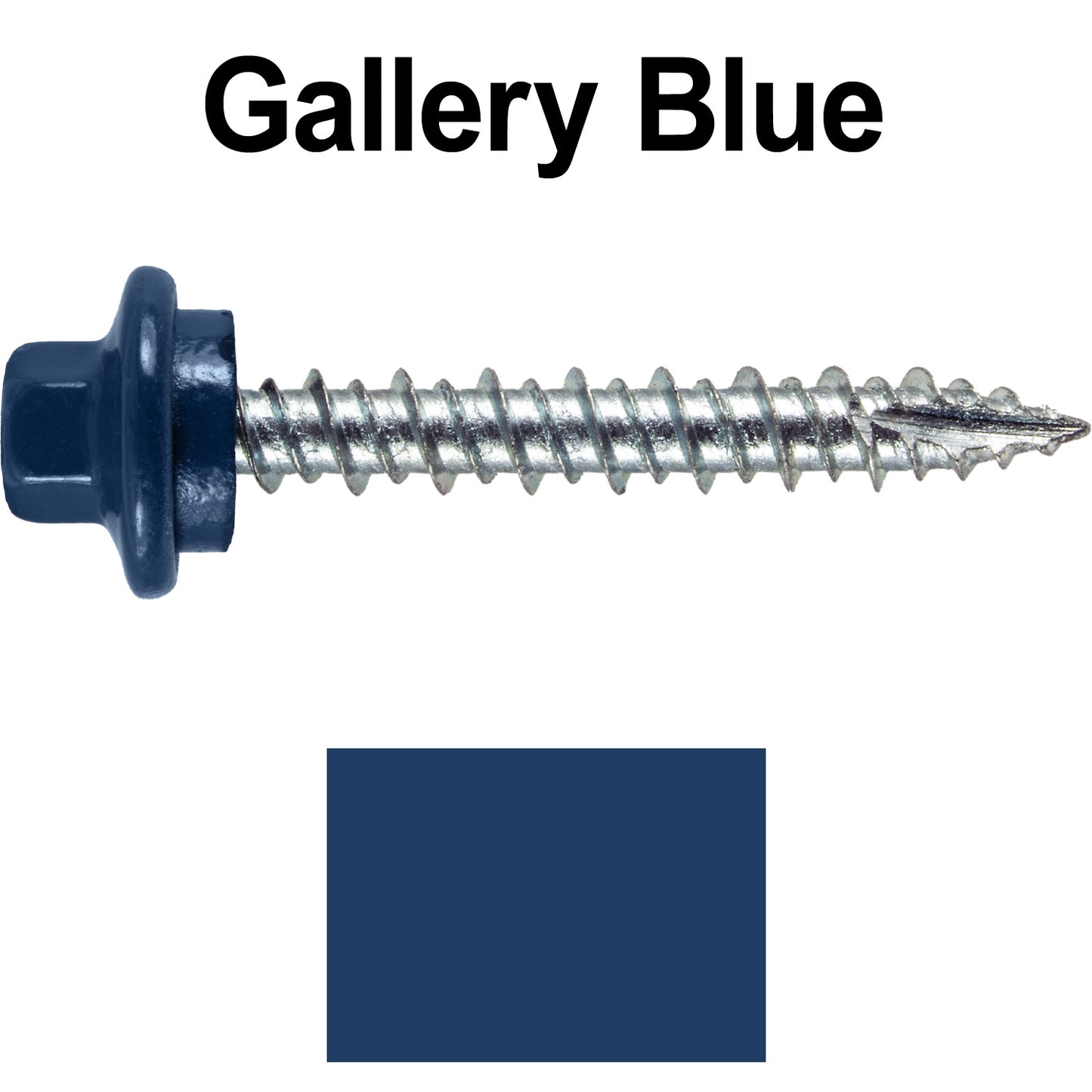 10 x 1-1/2" - STAINLESS HEX / ZINC Sheet Metal Roof Screw. Self starting metal to wood siding screws. EPDM washer. Colored head.
