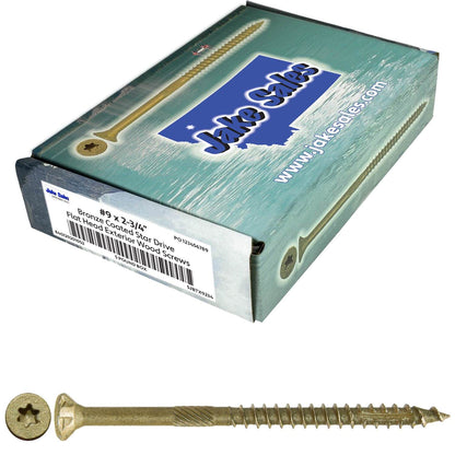 #9 x 1-1/2" - 3-1/8" Bronze Exterior Coated Wood Screw Torx/Star Drive Head - Multipurpose Exterior Coated Torx/Star Drive Wood Screws