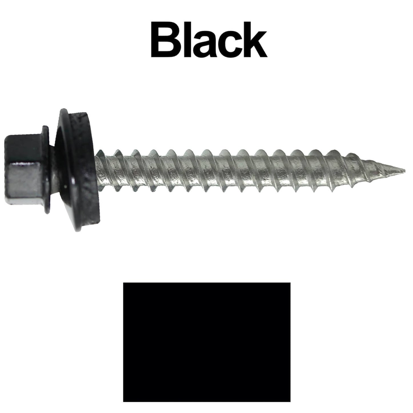 #9 x 1-1/2" Stainless Steel Metal Roofing Screws - Hex Washer Head - Self-Piercing (SP) tip metal to wood siding screws. EPDM washer. Colored head.