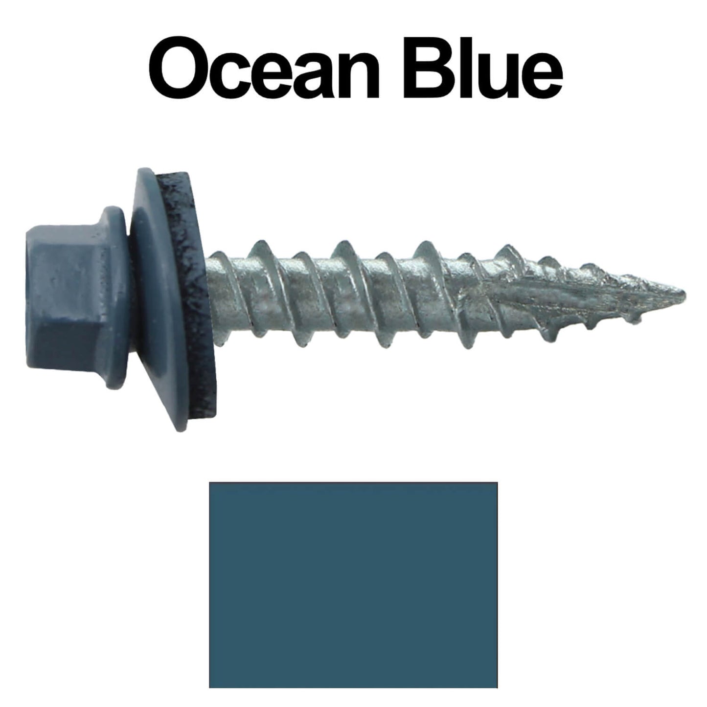 #10 x 1" Metal ROOFING SCREWS - Hex Washer Head - Self starting/self tapping - EPDM washer. Colored head.