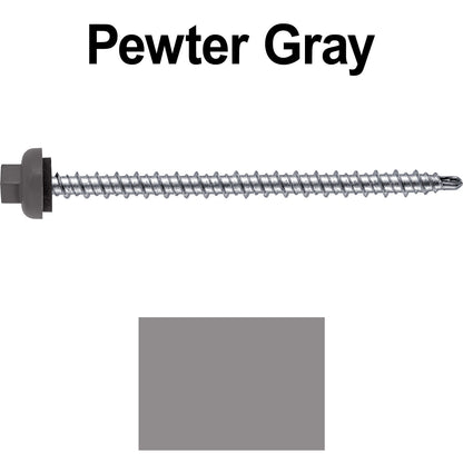 10 X 3" Zinc Aluminum Cap MINI-DRILLER Roofing Screws HI-LO THREAD Zinc Plated Carbon Steel Shank - EPDM Washer - Colored head