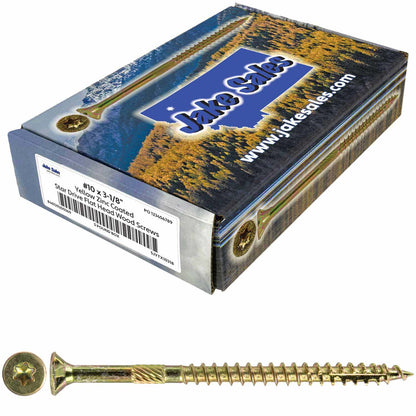 #10 Gold Star/Torx Drive Zinc Coated T-25 Flat Head Wood Screws