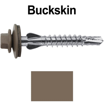 12 X 1-1/2" PFP STAINLESS STEEL Fastener - 1/4" Washer Hex Head - #3 Drill Point Tip -  For Polycarbonite, Fiberglass and PVC sheeting. Colored head.