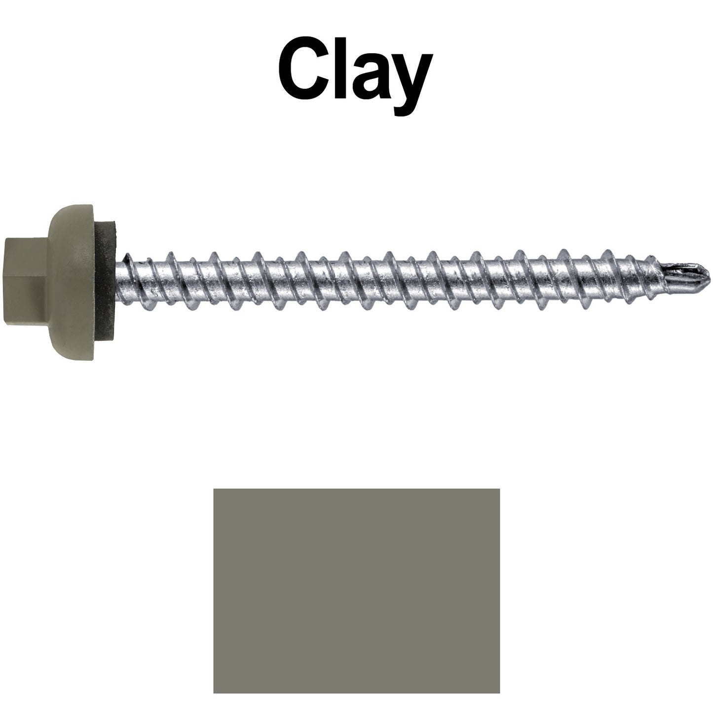 10 X 2” Zinc Aluminum Cap MINI-DRILLER Roofing Screws HI-LO THREAD Zinc Plated Carbon Steel Shank - EPDM Washer - Colored head