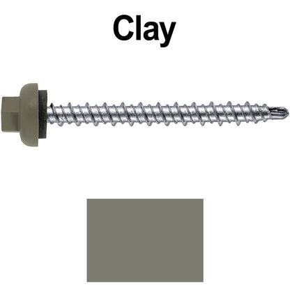 10 X 2” Zinc Aluminum Cap MINI-DRILLER Roofing Screws HI-LO THREAD Zinc Plated Carbon Steel Shank - EPDM Washer - Colored head