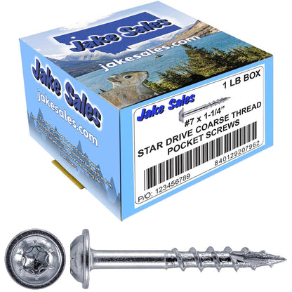 #7 Coarse Thread Pocket Hole Torx/Star Head Screws - Torx/Star Drive Pocket Hole Screws for Cabinetry & Furniture. - T-20 Torx Screw Head