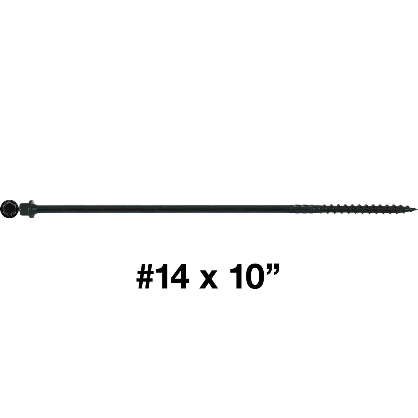 #14 Heavy-Duty Black Timber, Log & Structural Wood Screws - Exterior Coated - Use for Fastening Ledger Boards, Large Timbers, Logs and more.