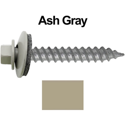 #12 x 1-1/2"  RE-GRIP METAL ROOFING SCREWS - Hex Washer Head - Self starting/self tapping - EPDM washer. Colored head.