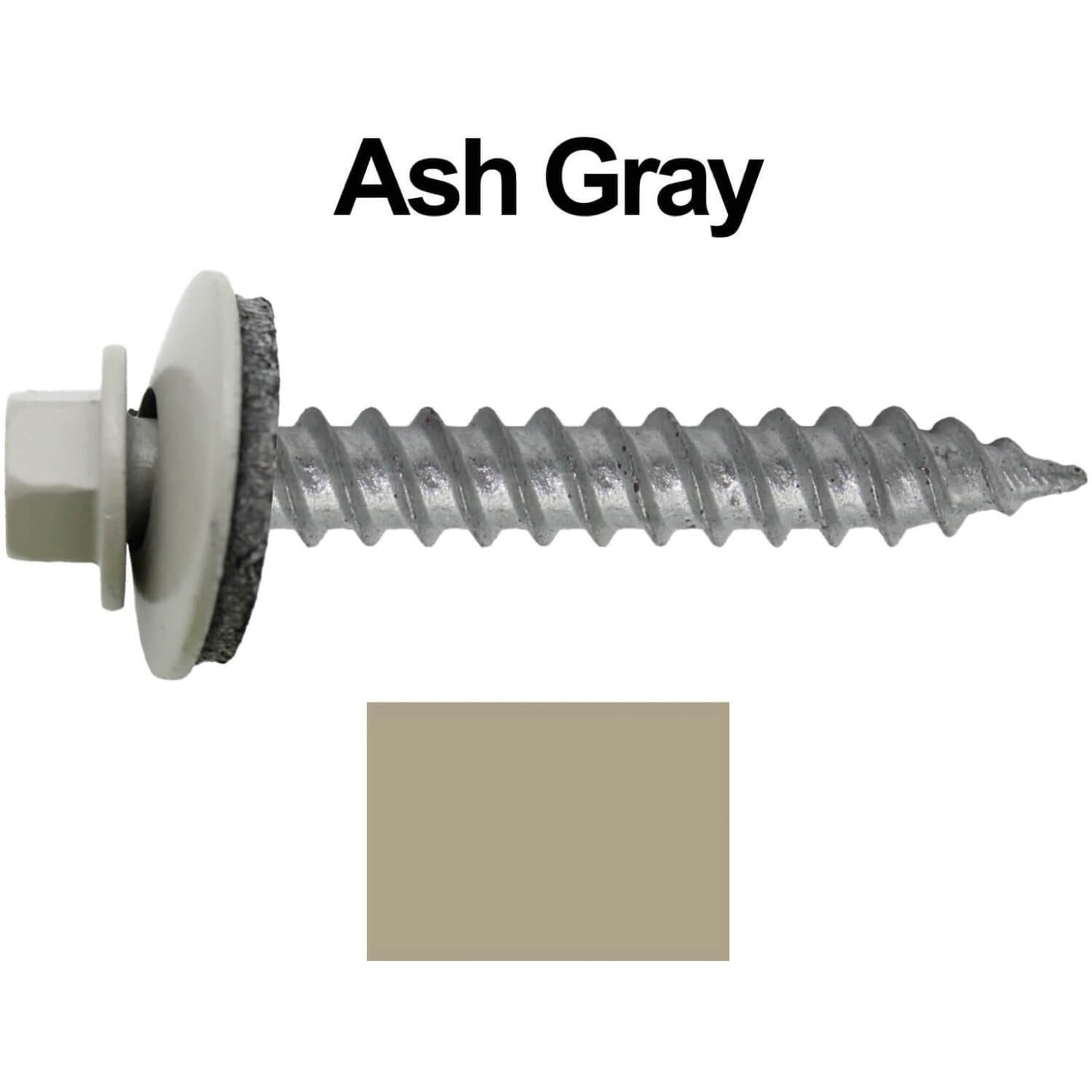 #12 x 1-1/2"  RE-GRIP METAL ROOFING SCREWS - Hex Washer Head - Self starting/self tapping - EPDM washer. Colored head.