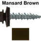 #10 x 1" Metal ROOFING SCREWS - Hex Washer Head - Self starting/self tapping - EPDM washer. Colored head.