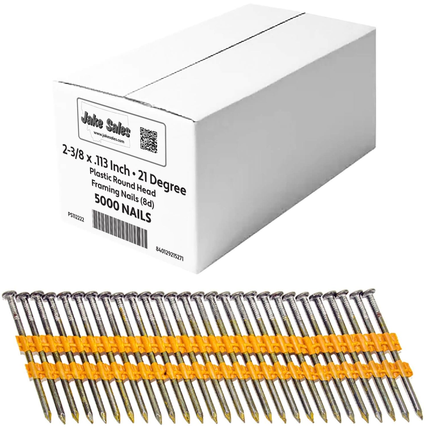 21 Degree Collated Nails - Vinyl coated framing nails in Smooth Shank and Ring Shank Galvanized.