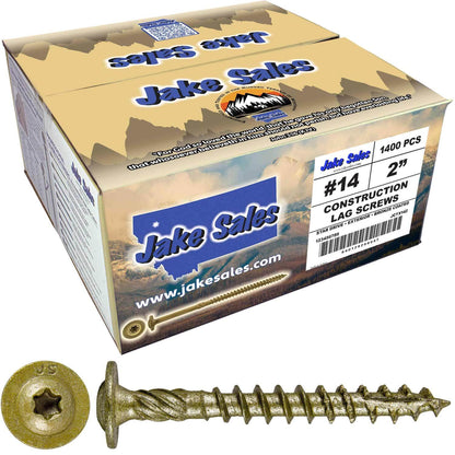 #14 Construction Lag Screws - Exterior Coated Torx/Star Drive Heavy Duty Structural Lag With Modified Truss Washer Head