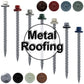 #10 x 3" Metal ROOFING SCREWS - Hex Washer Head - Self starting/self tapping - EPDM washer. Colored head.